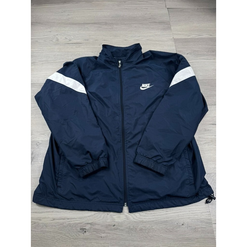 Vintage Nike Jacket Mens XL Blue Windbreaker Gray Tag Running Workout Lined Y2K